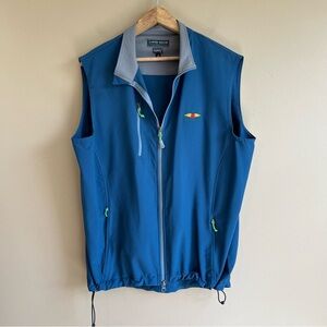 sold PETER MILLAR wind men’s blue vest size medium THE INVITATIONAL embroidered
